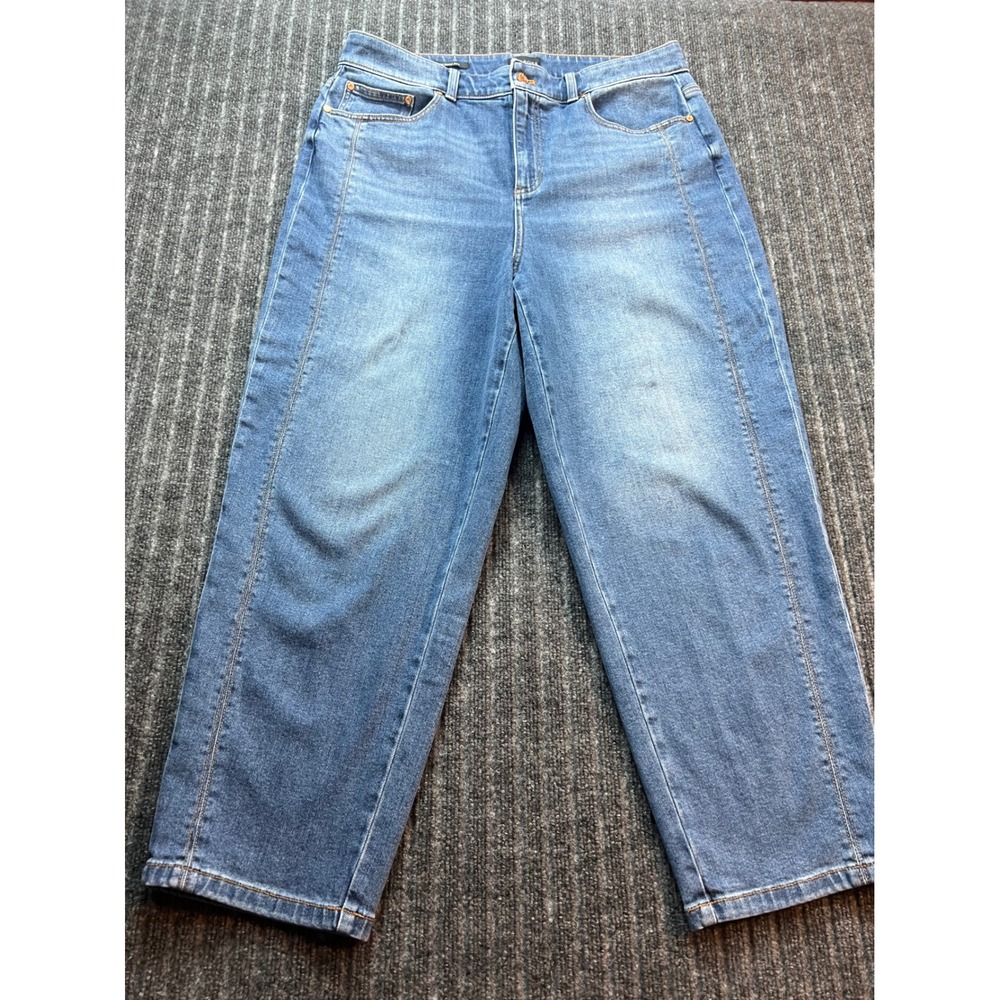 TALBOTS Relaxed Barrel Jean‎ Womens 14 Quinn Wash Blue Tencel Blend High Rise